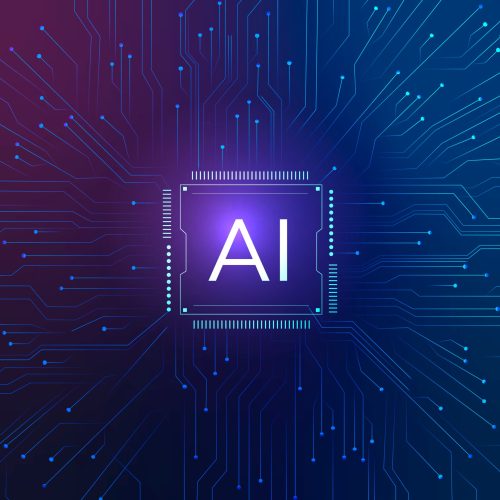 AI technology microchip background vector digital transformation concept